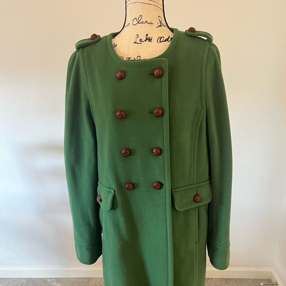 Lands' End Green Double-Breasted Coat